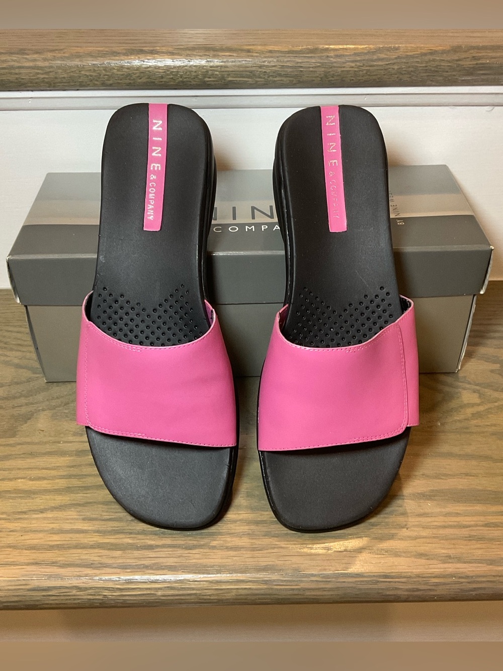 Nine West Pink Leather Slide Sandals for Women (6)